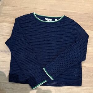 Vince Navy Blue Sweater with Green Trim